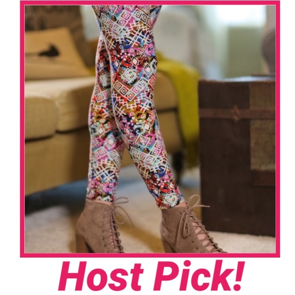 New!  Colorful Soft Aztec Print Leggings - Picture 2 of 8